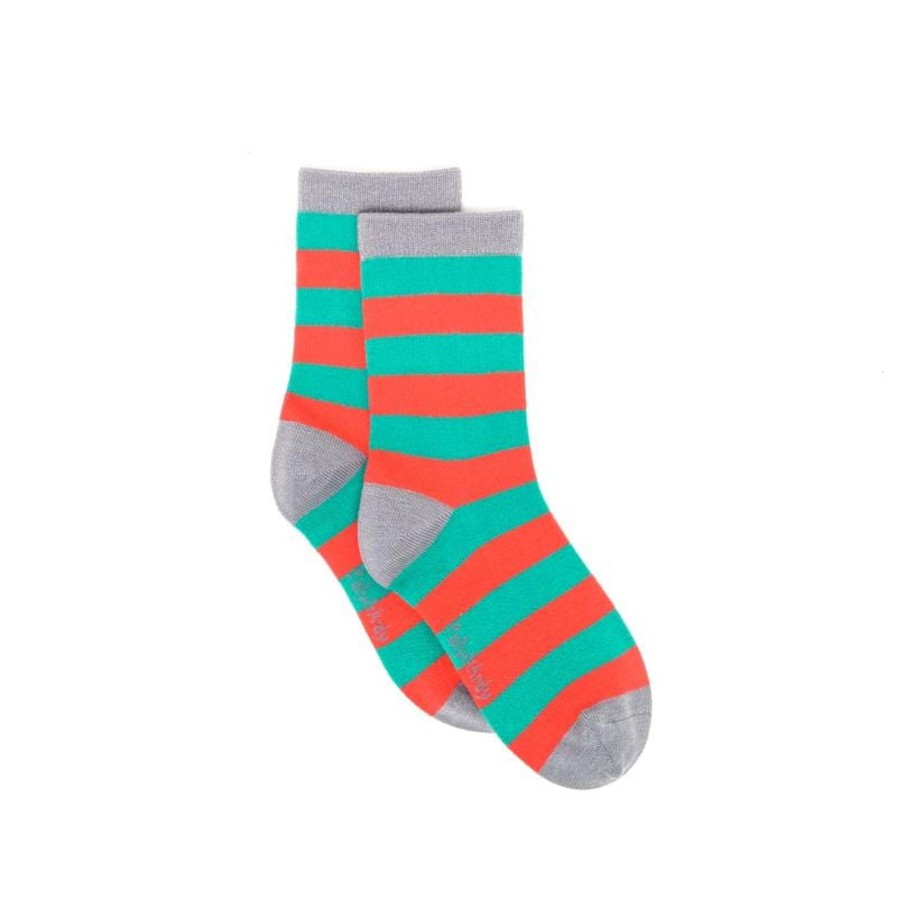 Polly u0026 Andy  | Polly & Andy Bamboo Seam Free Green & Red Stripe Socks| Vara Barn Green/Red